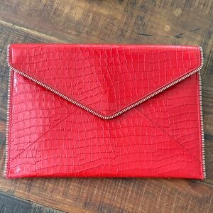 Rebecca Minkoff Red Croc-Embossed Clutch